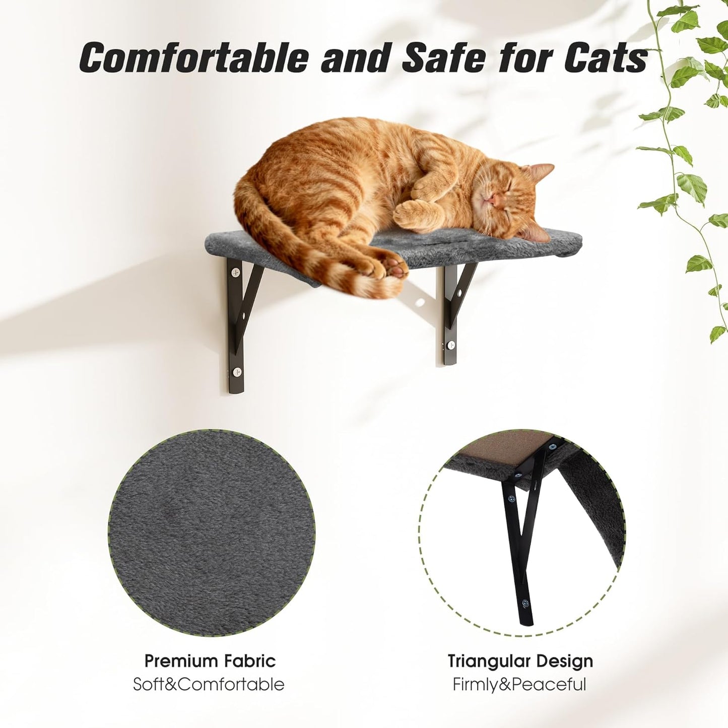 5-Piece Cat Tree Set with Wall Mounted Cat Shelves, Cat Scratching Post & Cat Wall Furniture, Multi-Functional Indoor Cat Jungle Gym, Essential for Cat Room, Suitable for Large Cats(Grey)