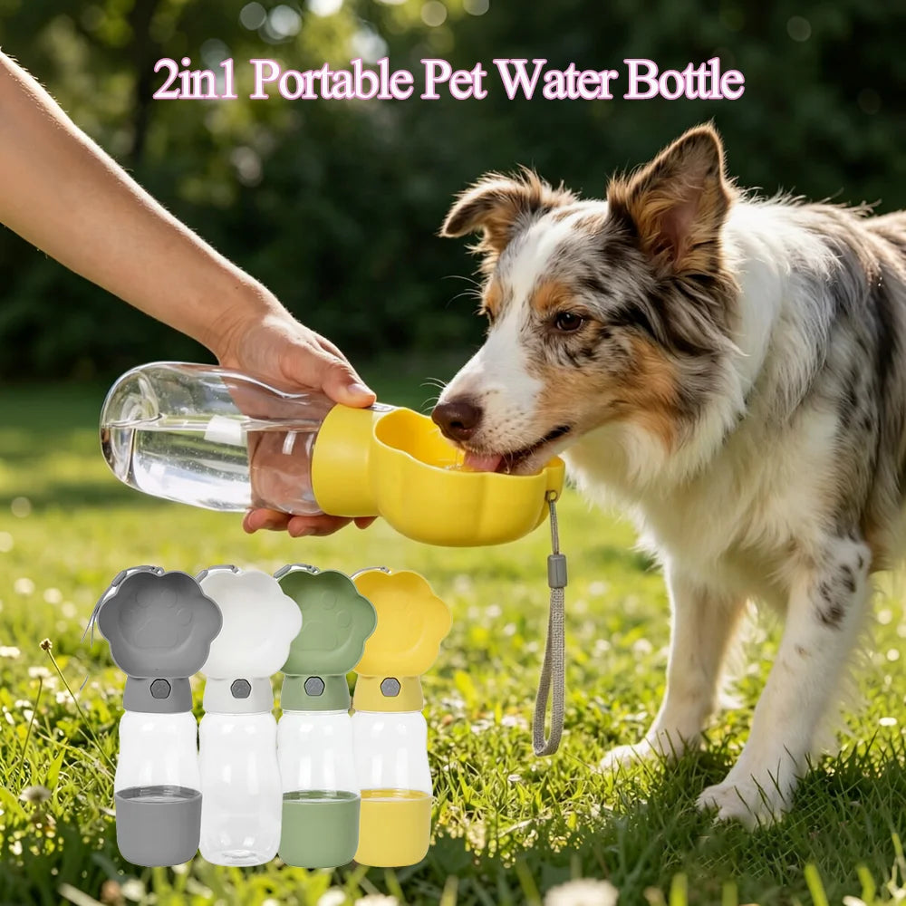 2-in-1 Dog Water Bottle with Food Container Leakproof Portable Pet Drinking Bowl for Outdoor Walking Fits Small Big Dogs Puppies