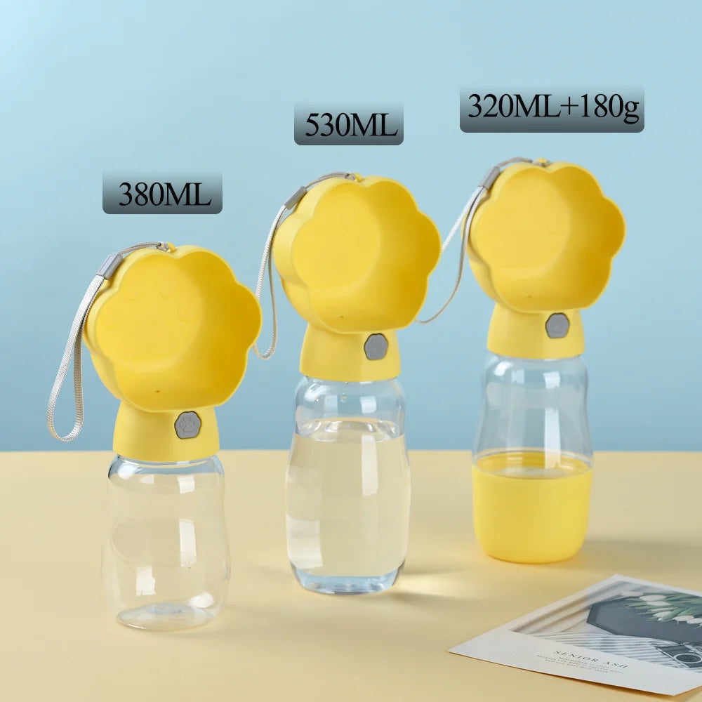 2-in-1 Dog Water Bottle with Food Container Leakproof Portable Pet Drinking Bowl for Outdoor Walking Fits Small Big Dogs Puppies