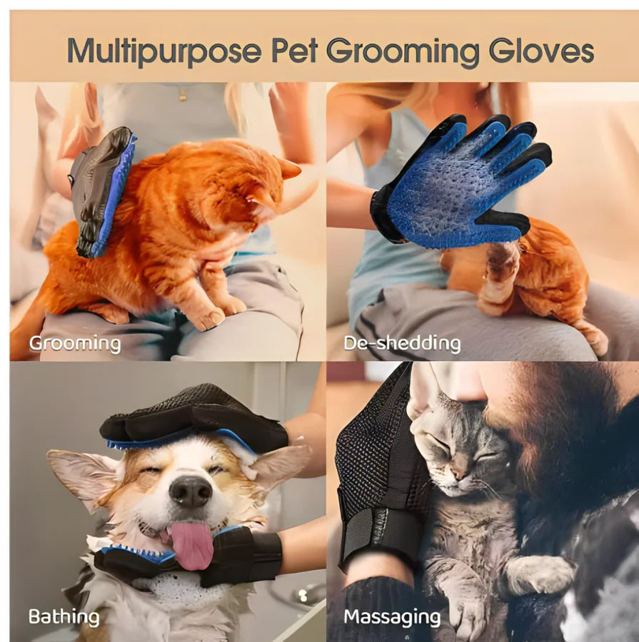 Pet Hair Glove - Dog & Cat Grooming Massage Brush Glove