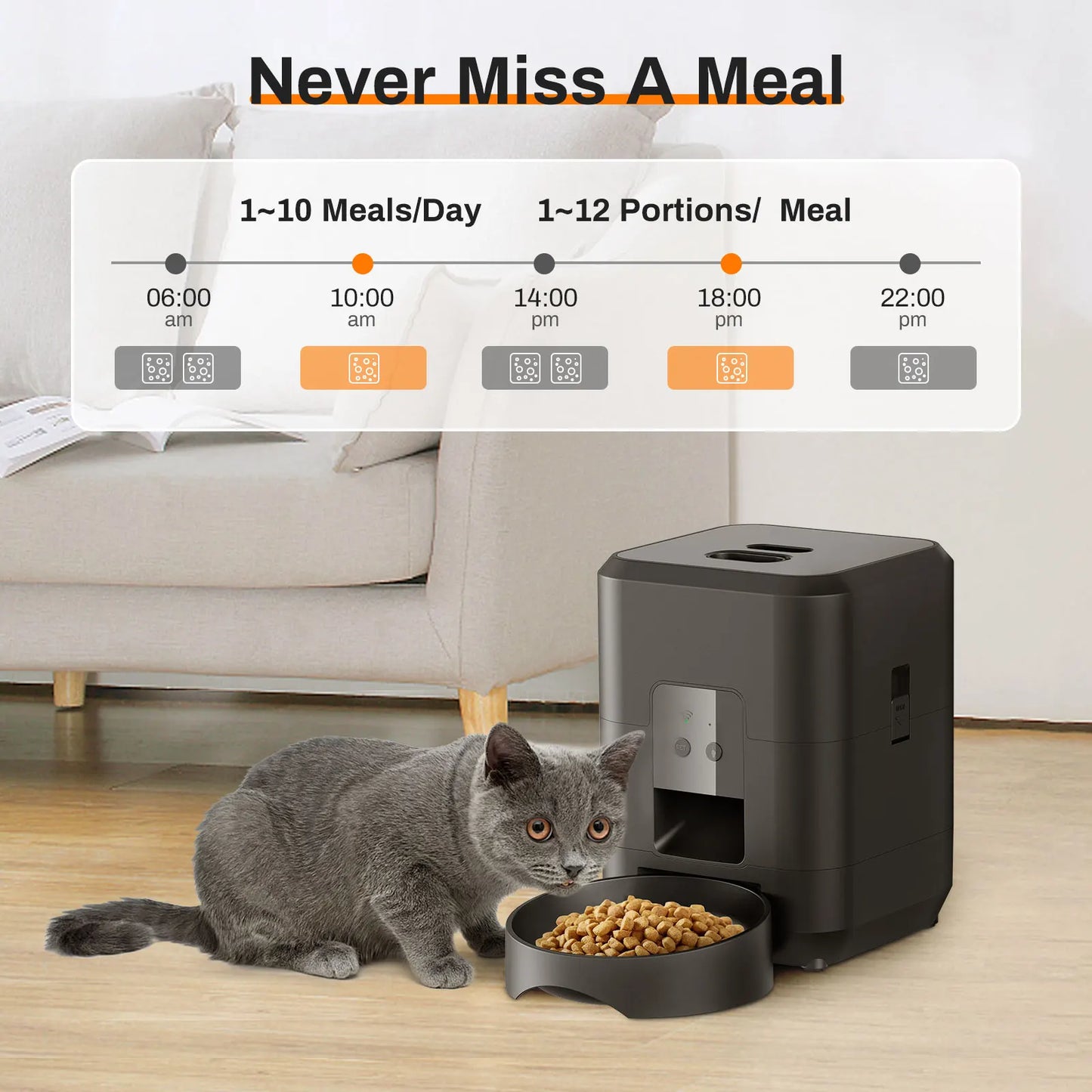 Smart WiFi Auto Pet Feeder 2L - Timed Quantitative Food Dispenser