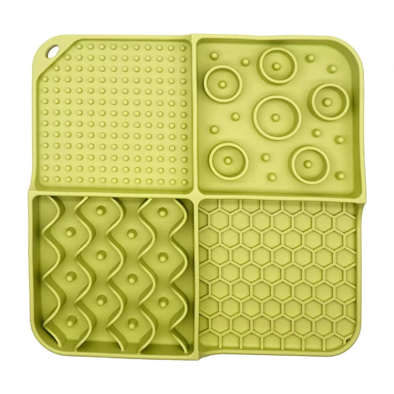 Slow Feeder Mat for Pets - Non-Toxic Silicone (Turquoise) Upgraded Anxiety and Boredom Relief Tool with Aluminum Bowl,17x11x2 in
