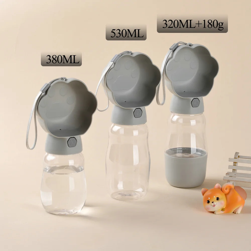 2-in-1 Dog Water Bottle with Food Container Leakproof Portable Pet Drinking Bowl for Outdoor Walking Fits Small Big Dogs Puppies