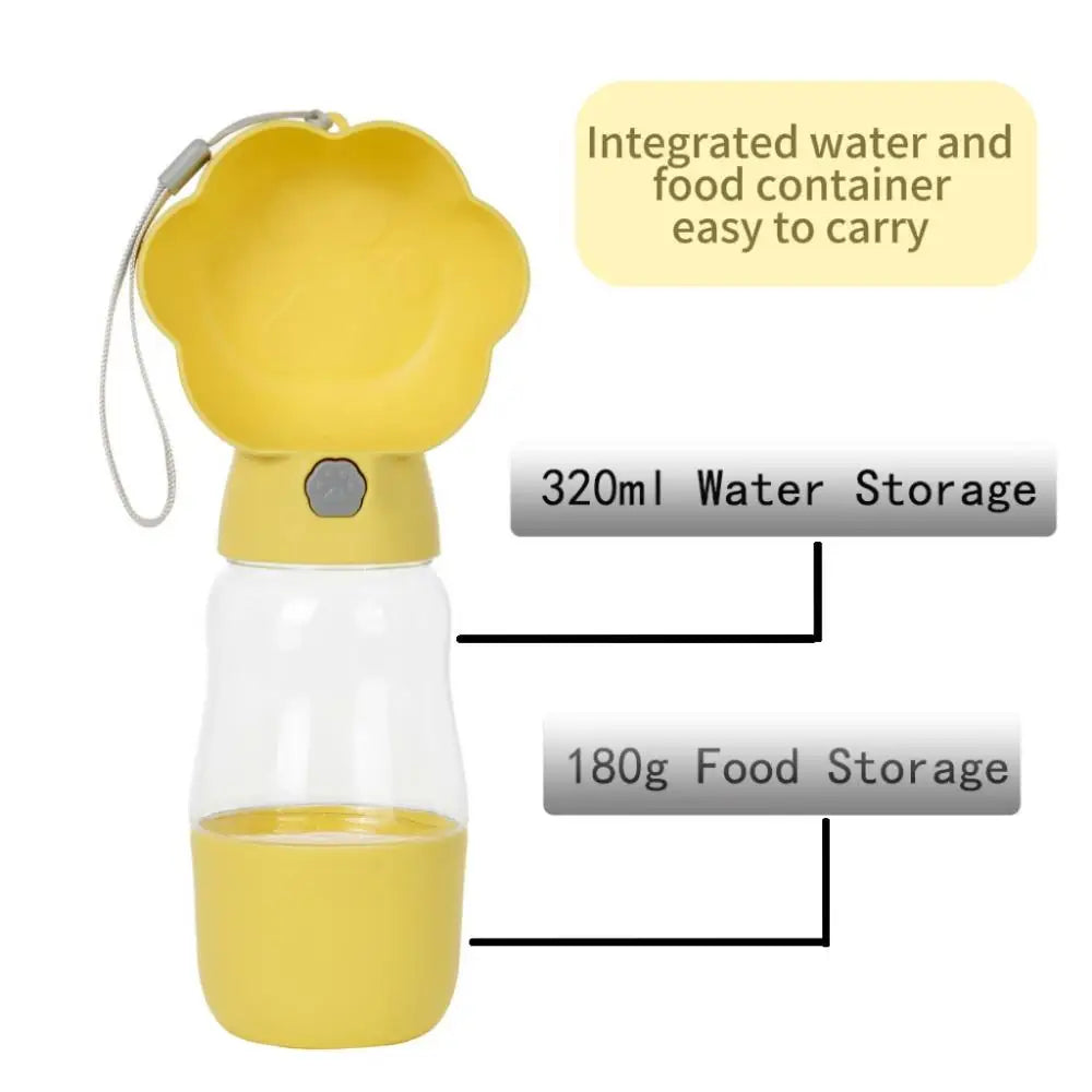 2-in-1 Dog Water Bottle with Food Container Leakproof Portable Pet Drinking Bowl for Outdoor Walking Fits Small Big Dogs Puppies