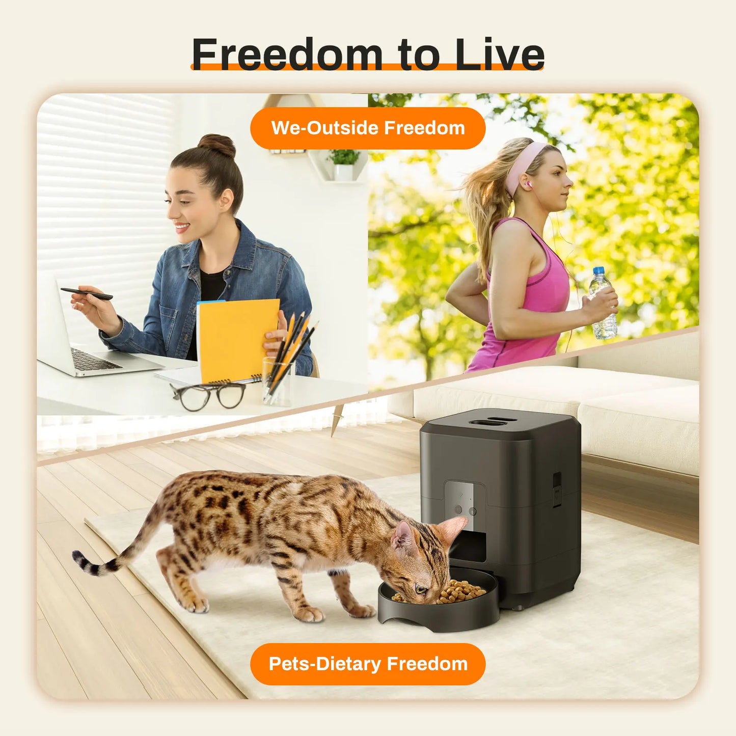 Smart WiFi Auto Pet Feeder 2L - Timed Quantitative Food Dispenser