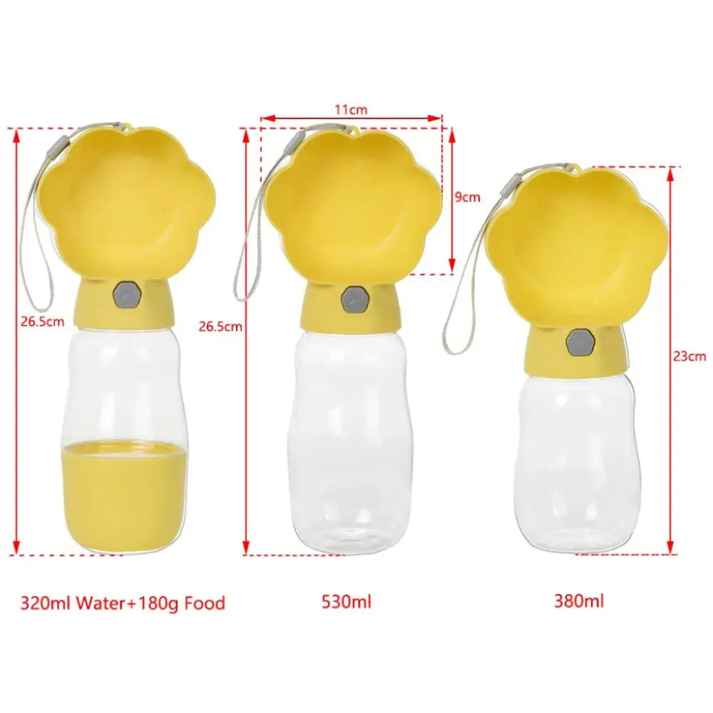 2-in-1 Dog Water Bottle with Food Container Leakproof Portable Pet Drinking Bowl for Outdoor Walking Fits Small Big Dogs Puppies