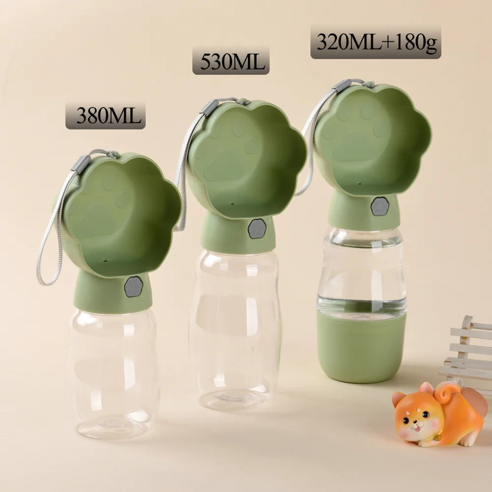2-in-1 Dog Water Bottle with Food Container Leakproof Portable Pet Drinking Bowl for Outdoor Walking Fits Small Big Dogs Puppies